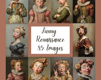 Funny Renaissance 72 JPGs, Whimsical Medieval Clipart,Junk journal, Digital Download  Quirky Portraits Scrapbooking  DIY Craft Supplies  CU