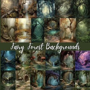 Fonds de forêt de fées - 85 scènes de forêt enchantée pour l'art fantastique | Clipart forêt magique et fantaisiste pour travaux manuels, cartes et utilisation numérique