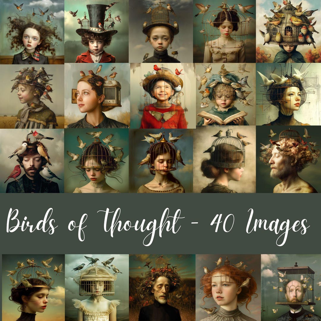 Curated visual reference: Surreal Bird Art Whimsical Junk Journal Images 40 Images Cu Photo Inspiration