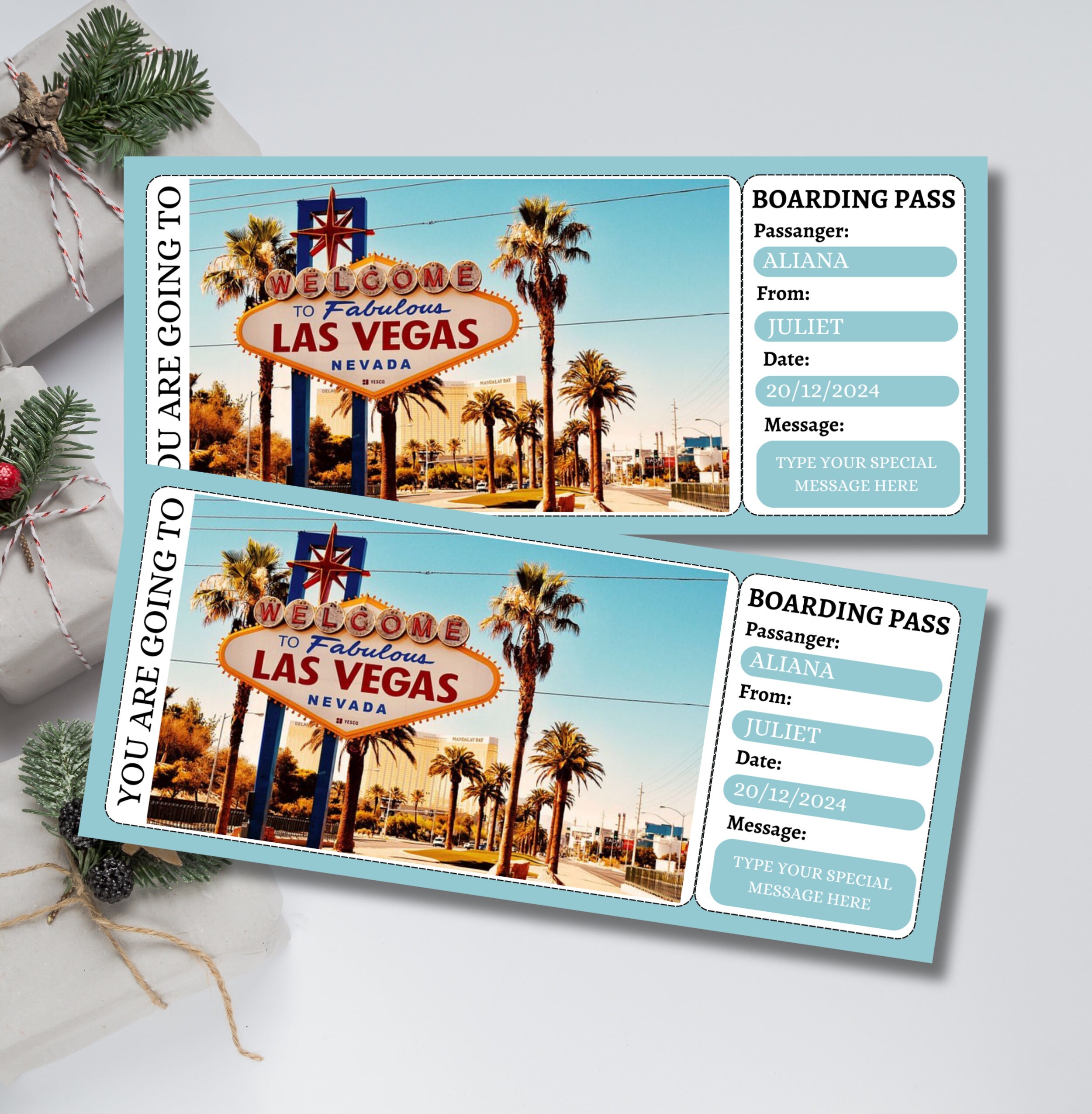 Printable Las Vegas Boarding Pass Las Vegas Ticket Surprise - Etsy