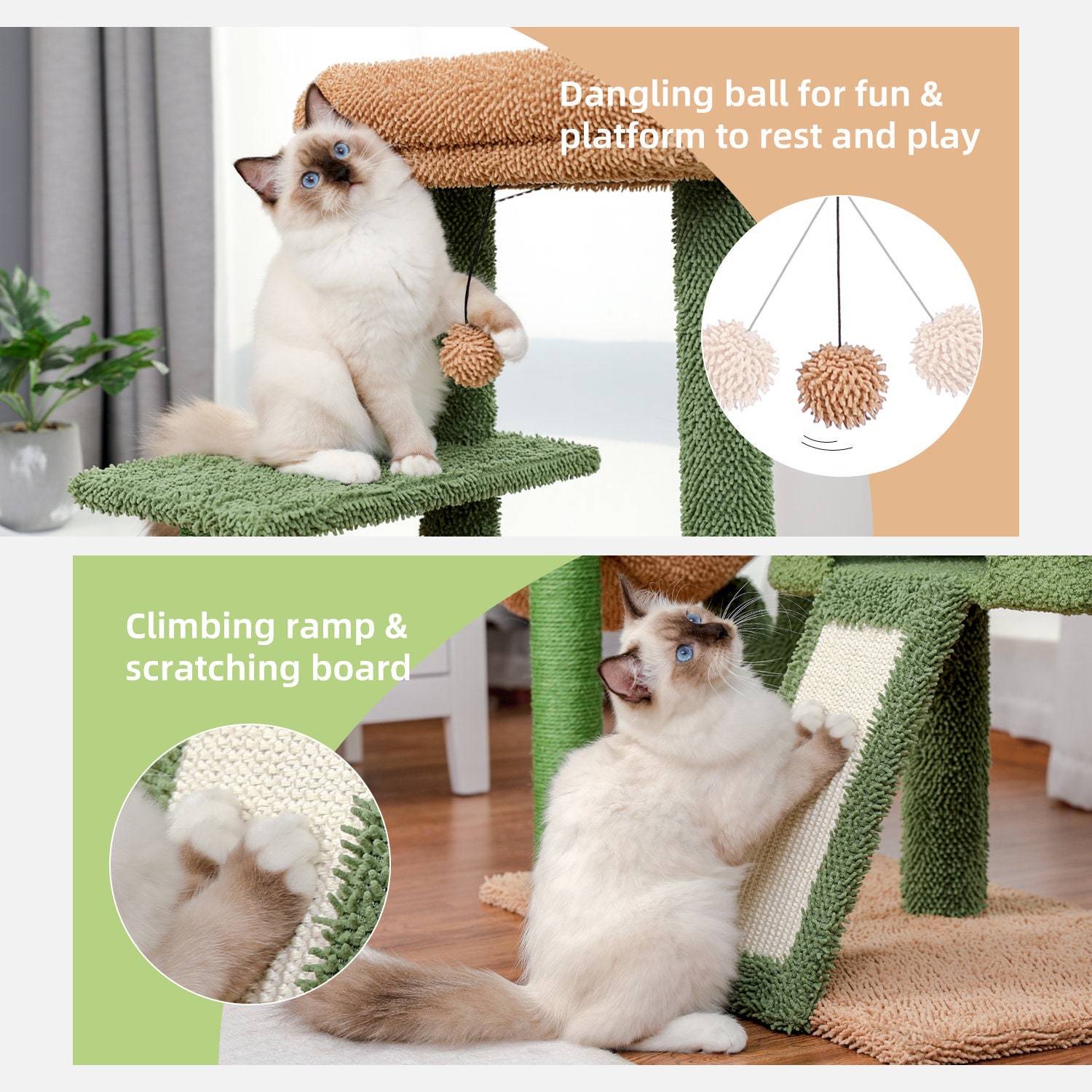 Cactus Cat Scratching Pole With Lounge Scratching Post - Etsy