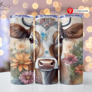 Highland Cow 20 oz Skinny Tumbler Sublimation Design Digital Download PNG Instant DIGITAL ONLY, Highland Cow Wrap