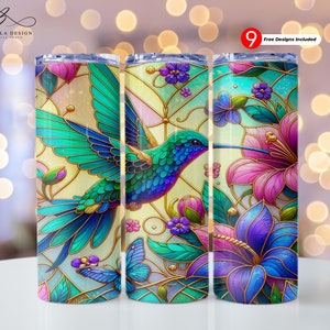 Hummingbirds Floral 20 oz Skinny Tumbler Sublimation Design Digital Download PNG Instant DIGITAL ONLY, Hummingbirds Floral Wrap