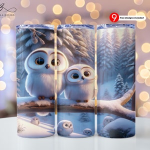 Snowy Owl 20 oz Skinny Tumbler Sublimation Design Digital Download PNG Instant DIGITAL ONLY, Snowy Owl Wrap