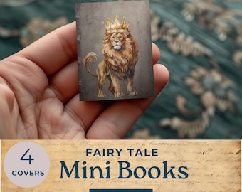 Fairy Tale Book Printable Mini, fairies dollhouse mini book, vintage miniature book, junk journal paper, paper dollhouse book, MB101