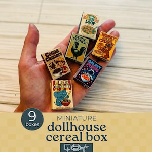 Dollhouse miniature cereal box, Dollhouse boxed food items, Printable for dollhouse accessories, dollhouse food packaging, dollhouse pantry