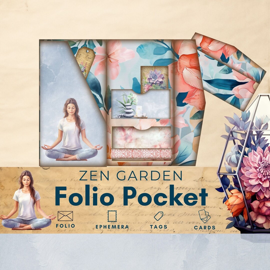 Zen Garden Junk Journal Folio, Meditation Folio Pdf, Paper Craft ...
