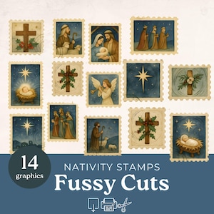 Christian junk journal fussy cuts, nativity junk journal ephemera, bible junk journal , Christmas nativity printable paper scrapbook kit