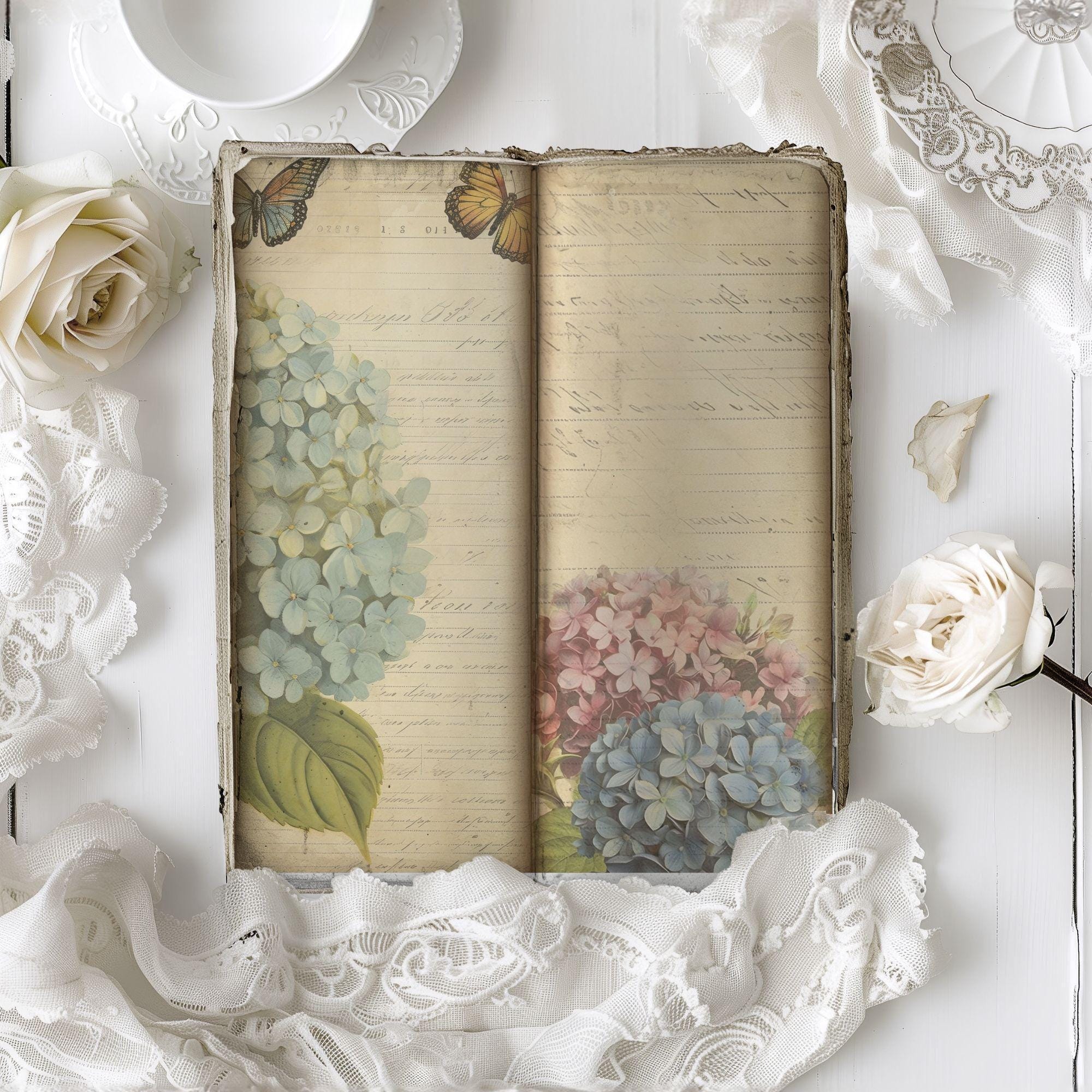 Hydrangea Tall and Skinny Junk Journal Printables , Tall Skinny Journal ...