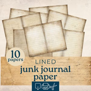 line paper for junk journals, blank lined journal, writing junk journal paper, Digital download printable, scrapbooking supplies