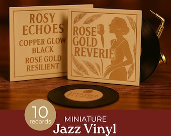 Discos de vinilo en miniatura imprimibles, portadas de discos de jazz, accesorios para casas de muñecas, diarios con temática musical, art déco, escala 1:12.