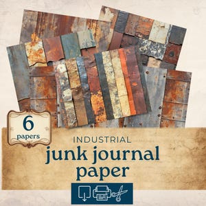 Masculine Junk Journal Download Papers, Masculine Scrapbook Paper,  Digital download printable, scrapbooking supplies
