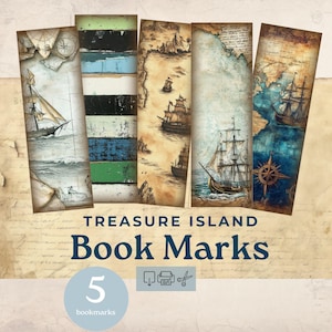 Treasure Island Lesezeichen, Landkarten Journal, Junk Journal, Ephemera Junk Journal, Junk Journal Schatz, Aquarell zum Ausdrucken