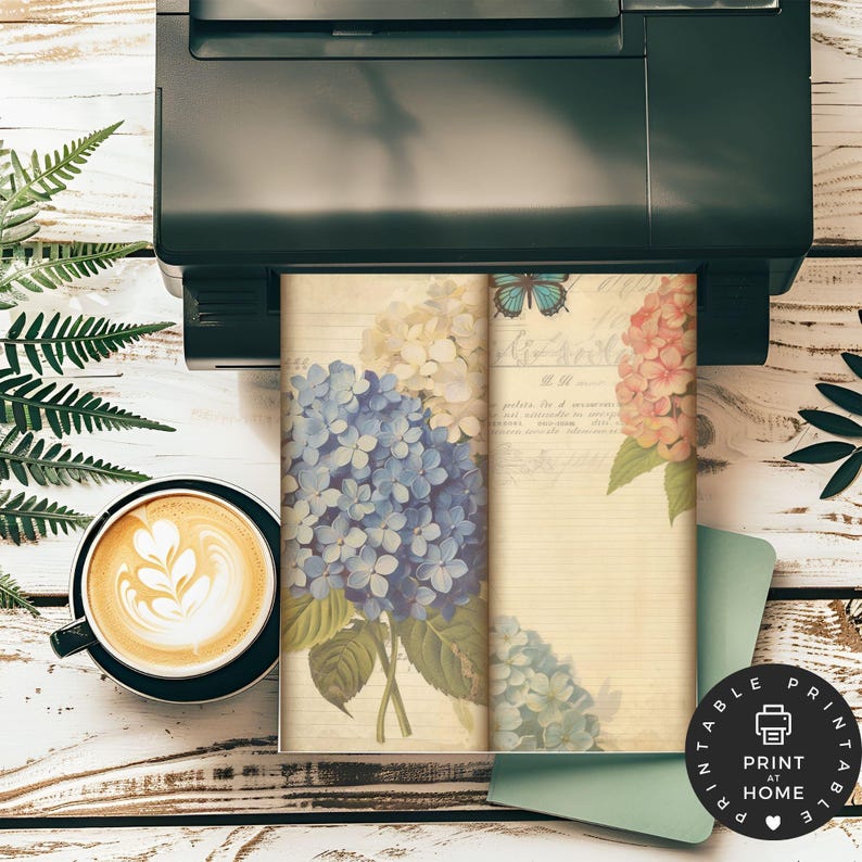 Hydrangea Tall and Skinny Junk Journal Printables , Tall Skinny Journal ...
