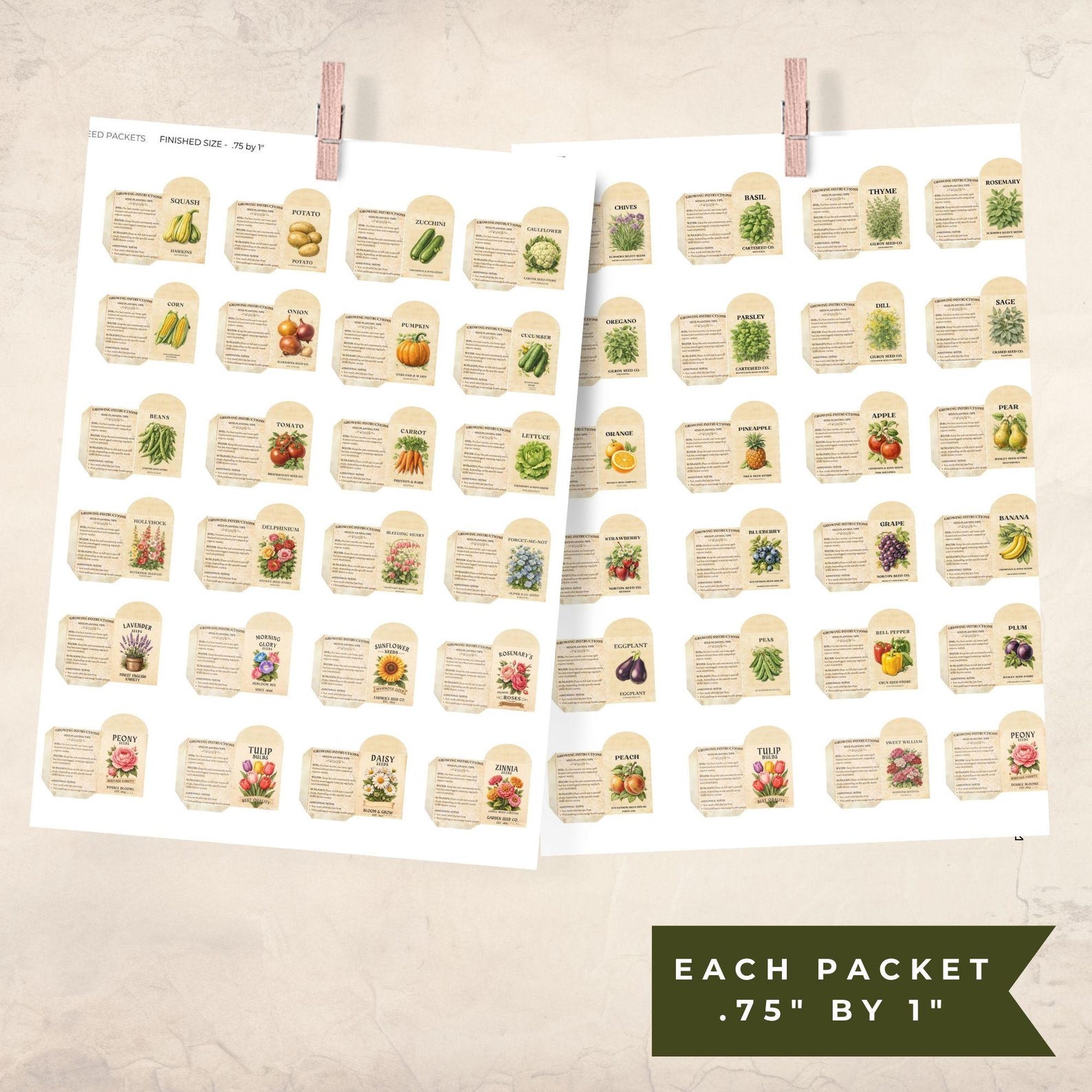 Printable Miniature Seed Packets, Dollhouse Garden,junk Journal ...