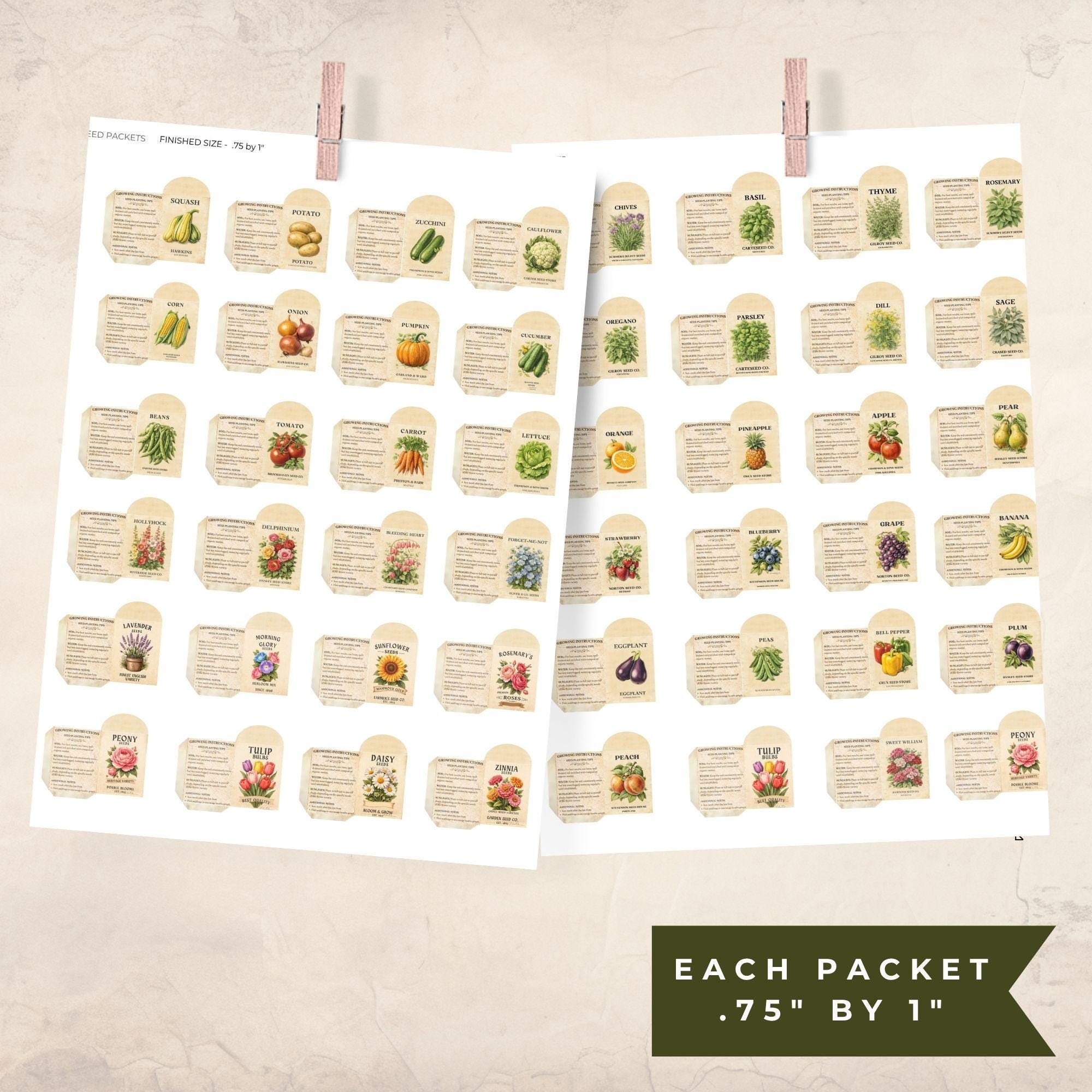 Printable Miniature Seed Packets, Dollhouse Garden,junk Journal ...