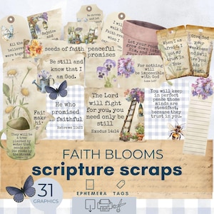 Schriftstelle Junk Journal Ephemera, Bibel Journaling druckbare, glaubensbasierte Junk Journal, Schriftstellen Tags für Junk Journals