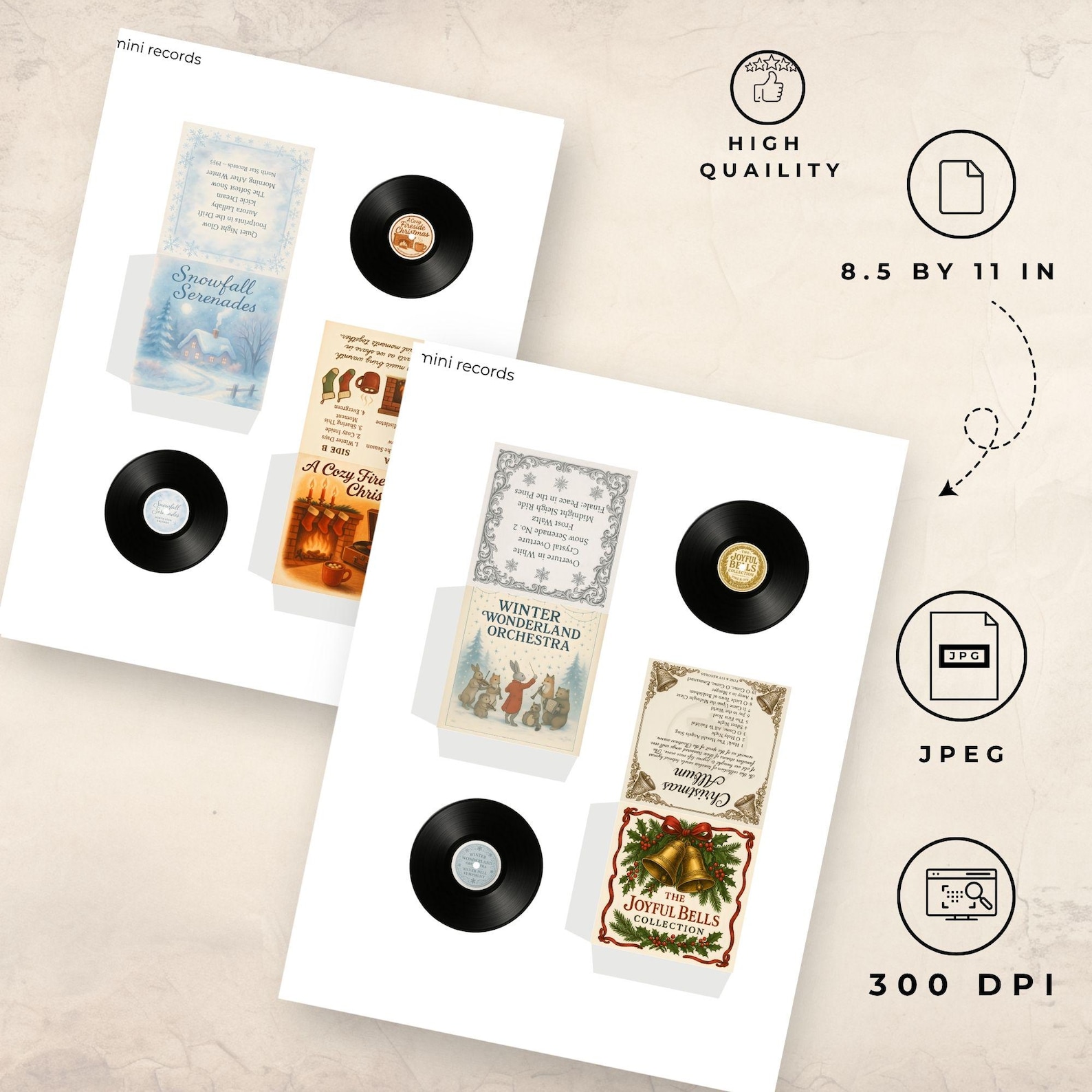 Printable Mini Lp Covers Printable Miniature Vinyl Records, Christmas Record Album Covers ...