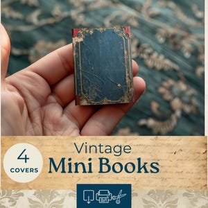 Afdrukbaar miniboek voor het poppenhuis, vintage miniatuurboek, oud papier, collagevel, papieren poppenhuisboek
