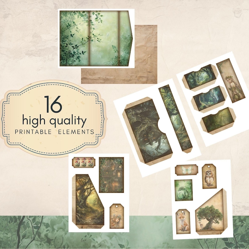 Elven Forest Junk Journal Folio, Fantasy Elf Fairies Folio Pdf, Trifold ...