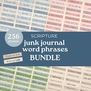 Scripture junk journal words bundle , printable vintage ephemera labels, prayer word snippets scrapbooking, junk journal words and phrases