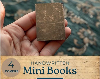 Printable dollhouse mini book, handwritten miniature book, brown junk journal paper, printable ephemera, collage sheet, craft activity MB101