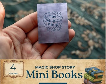 Printable dollhouse mini book, Halloween witch mini story book,  black miniature book, junk journal paper,  paper dollhouse book, MB101
