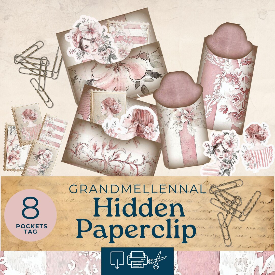Hidden Paperclips Printable, Grandmillennial Hidden Paperclip Bookmark ...