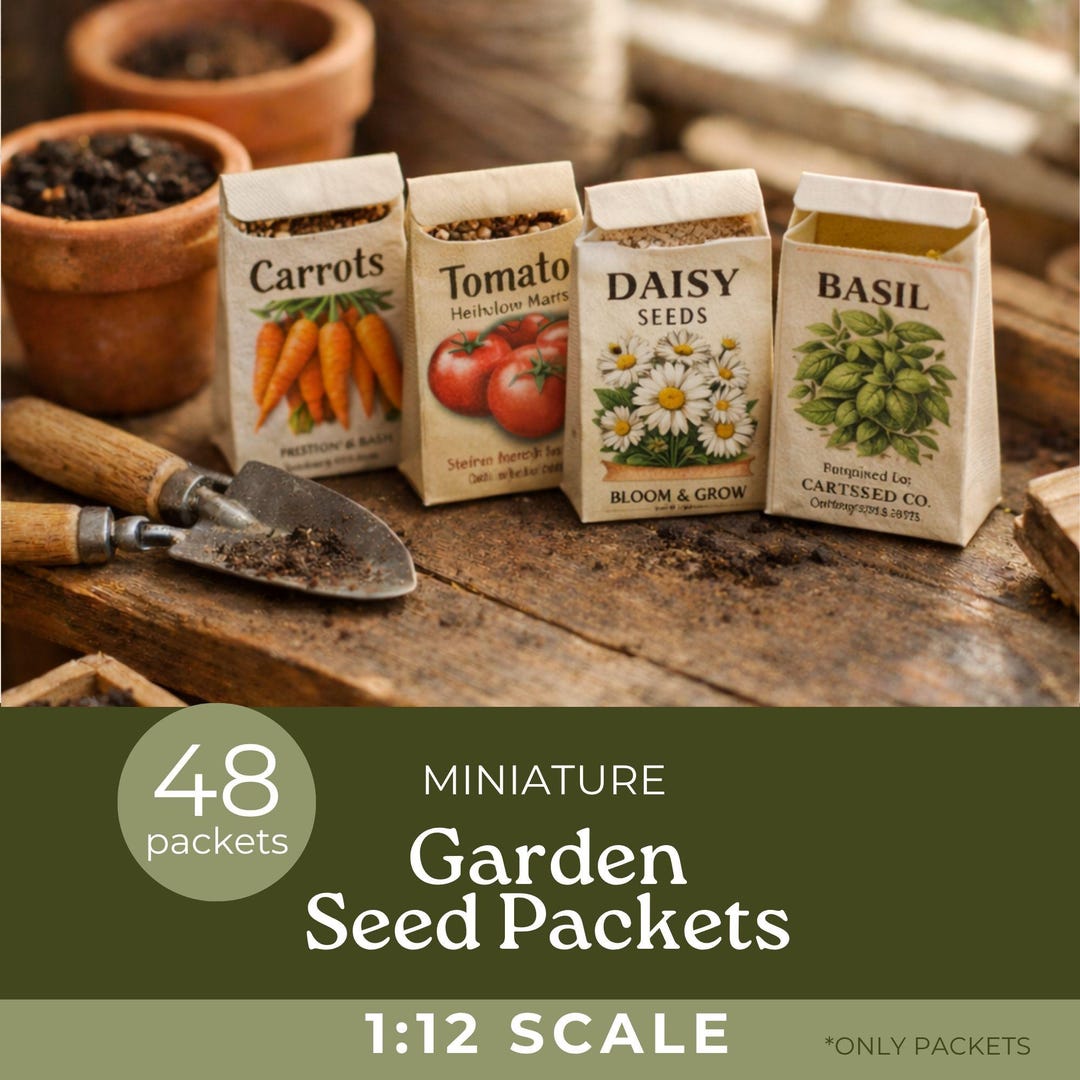 Printable Miniature Seed Packets, Dollhouse Garden,junk Journal ...