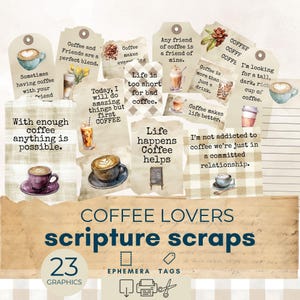 Schriftstelle Junk Journal Ephemera, Kaffee Liebhaber Journaling bedruckbar, Kaffee Zitate Junk Journal, Kaffee Ephemera