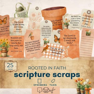 Rebuts d'écritures éphémères de journal indésirable, impression de journalisation de la Bible, kit basé sur la foi, étiquettes d'écriture sainte pour les journaux indésirables, automne floral en terre cuite