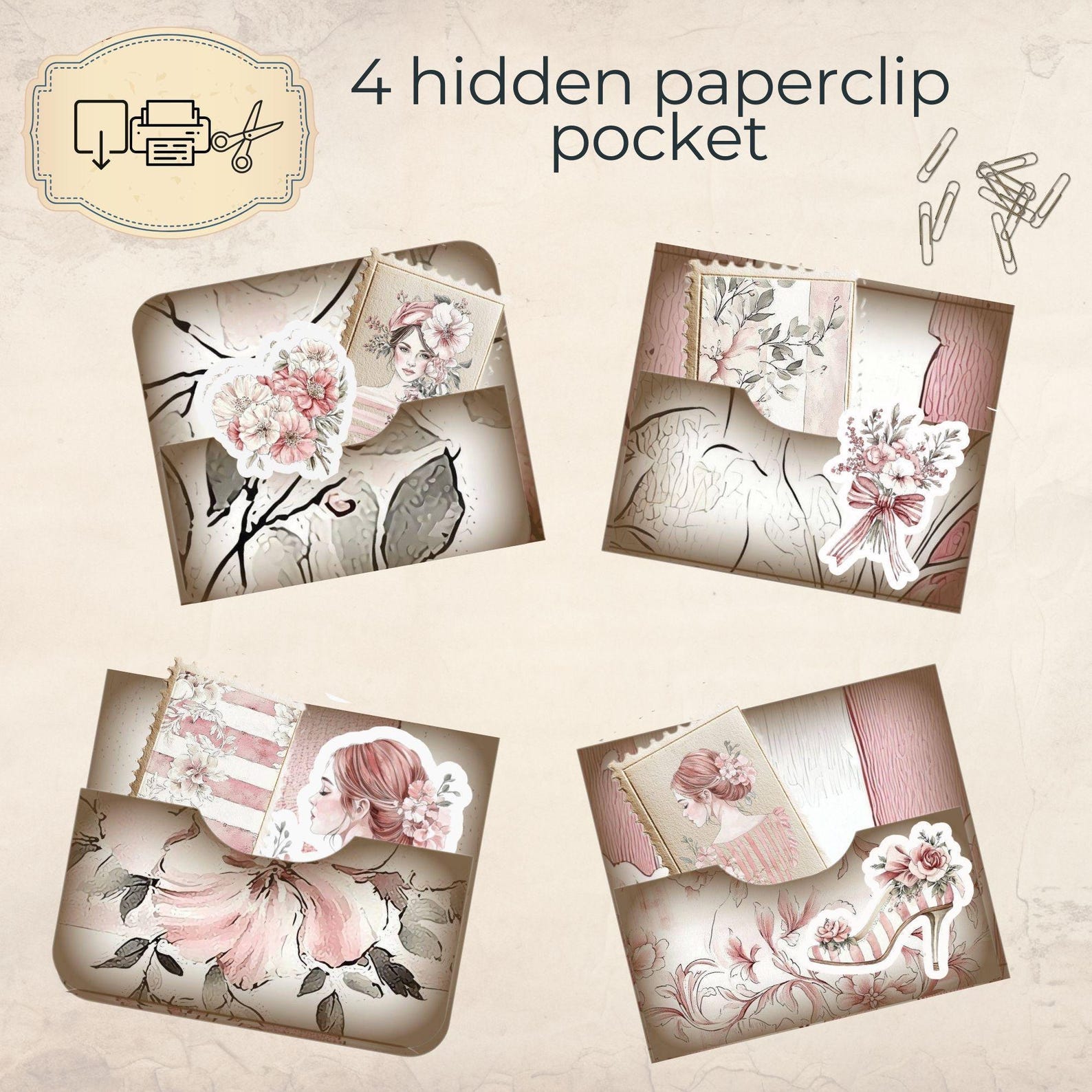 Hidden Paperclips Printable, Grandmillennial Hidden Paperclip Bookmark ...