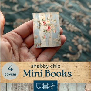 Mini livre imprimable pour maison de poupée, livre miniature de bibliothèque shabby chic, papier journal floral indésirable, feuille de collage, livre de maison de poupée en papier, JJ1
