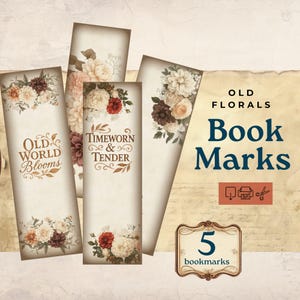 Watercolor Floral Bookmark Printable,  floral journal watercolor printable, old florals junk journal, Ephemera Junk Journal,