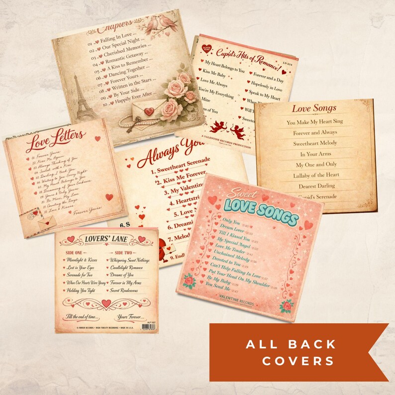 Printable Mini Lp Covers Printable Miniature Vinyl Records, Valentine's Day Record Album Covers ...