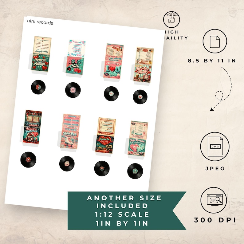 Printable Mini Lp Covers Printable Miniature Vinyl Records, Retro Valentine's Day Record Album ...