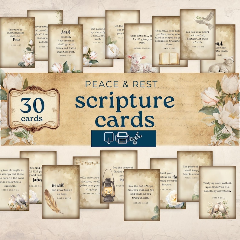 30 day scripture cards, journaling printable kvj junk journal kit, faith based junk journal, Scripture Tags For Junk Journals, prayer cards image 1