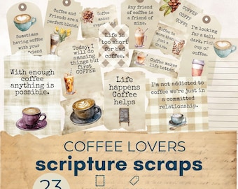 Schriftstelle Junk Journal Ephemera, Kaffee Liebhaber Journaling bedruckbar, Kaffee Zitate Junk Journal, Kaffee Ephemera