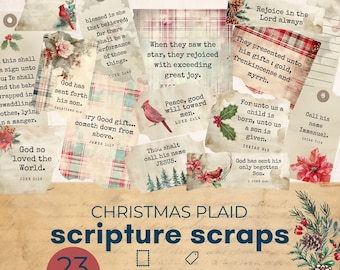 Weihnachtsschrift Fetzen Junk Journal Ephemera, Bibel Journaling druckbar, glaubensbasiertes Junk Journal, Schrift Tags für Junk Journals