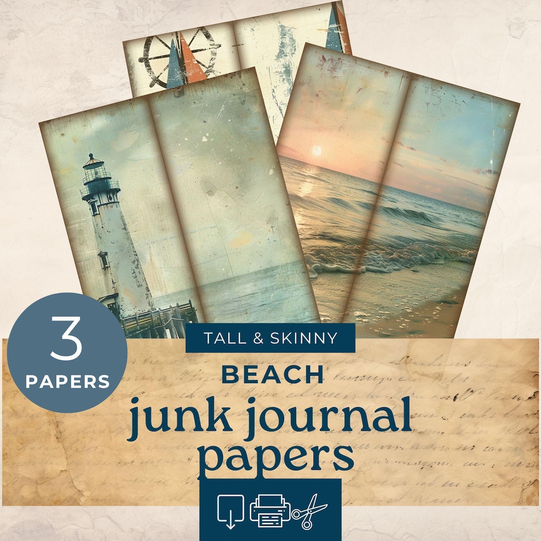 Beach Tall and Skinny Junk Journal Printables , Lighthouse Skinny ...