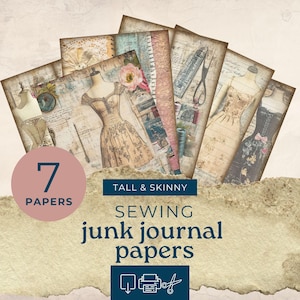 Carta da cucito per diari spazzatura, carta stampabile per diari spazzatura alti e magri, carta stampabile per scrapbooking, carta per diari spazzatura per amanti del cucito