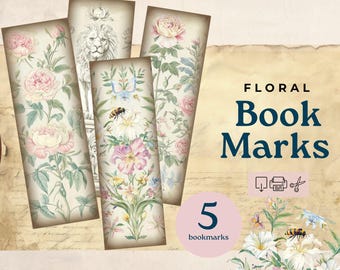 Printable floral bookmark, renaissance floral journal watercolor printable, junk journal,  Ephemera Junk Journal, cute bookmark printables