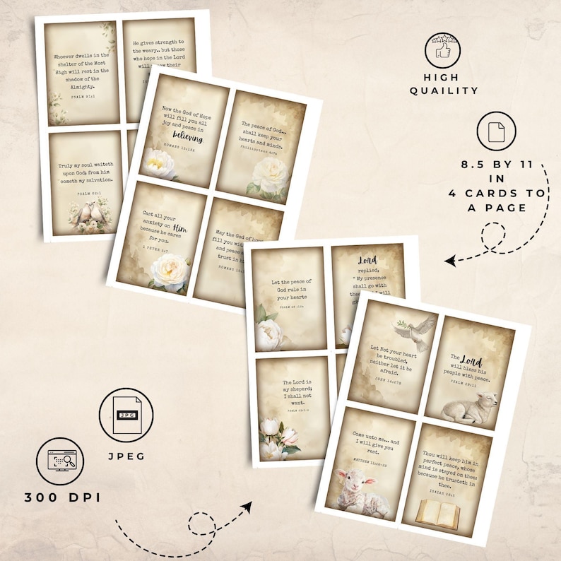 30 day scripture cards, journaling printable kvj junk journal kit, faith based junk journal, Scripture Tags For Junk Journals, prayer cards image 2
