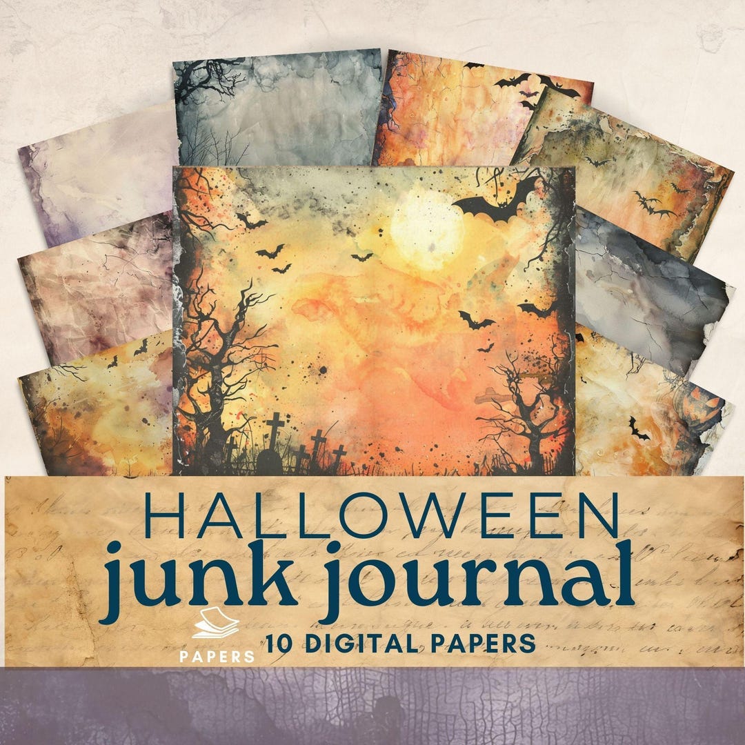 Halloween Junk Journal Kit, Junk Journal Kit Spooky Ephemera Printable ...