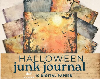 halloween junk journal kit, Junk journal kit spooky ephemera printable, gothic  scrapbooking supplies, printable junk journal pages