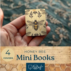 Ausdruckbares Puppenhaus Mini Buch, Biene Junk Journal Papier, Collage Blatt, Honigbiene Miniatur Buch, JJB101