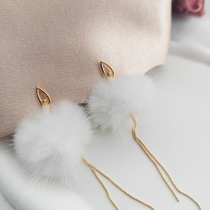Ohrclips|Ballerina Mädchen Kunstpelz Pompoms Quaste Ohrclips| Neues schmerzfreies Clip-Spulen-Design |