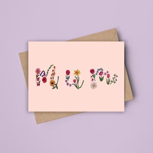Blumenmutter Mom Mam Mama Karte | Aquarell Karte zum Muttertag / Dankeschön Mama / Geburtstagskarte | Niedliche Wildblumen botanische Grüße Karte