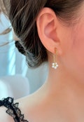 Hypoallergenic Clip On Earrings| 14K Gold Plated Diamond Flower Dangle Drop Earrings | No Piercing, Lightweight & Comfortable Jewelry