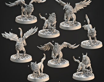 Gryphons, Human, Medium Mini, Shields of Dawn * Cast n Play * 3D Printed Gaming Mini
